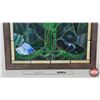 Image 8 : Framed Stained Glass : Tiffany Style Flower Motif (Measures : 25-5/8"H x 23-1/2"W)
