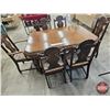 Image 2 : Knechtels Ltd. Trestle Base Wooden Table w/Leaf & Pressback Chairs (6)  (Measurement With Out Leaf :
