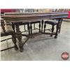 Image 6 : Knechtels Ltd. Trestle Base Wooden Table w/Leaf & Pressback Chairs (6)  (Measurement With Out Leaf :