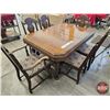 Image 7 : Knechtels Ltd. Trestle Base Wooden Table w/Leaf & Pressback Chairs (6)  (Measurement With Out Leaf :