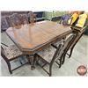 Image 8 : Knechtels Ltd. Trestle Base Wooden Table w/Leaf & Pressback Chairs (6)  (Measurement With Out Leaf :