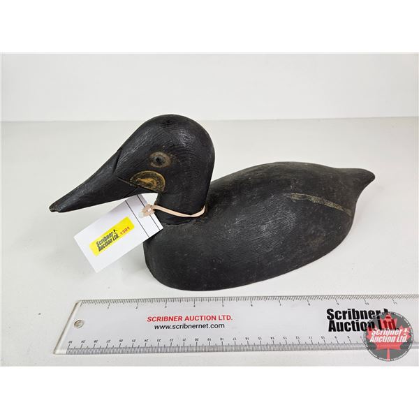 Wooden Duck Decoy (Consignor Tag - Working Sure Scooter c. 1960)  (Measures : 6"H x 5-1/2"W x 16"L)