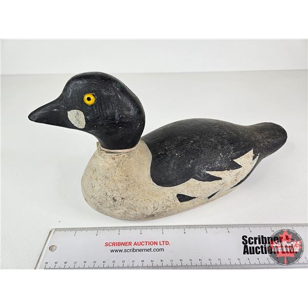 Wooden Duck Decoy (Consignor Tag - Working Goldeneye Whistler Drake c. 1940 Lake St.Peter)  (Measure