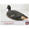 Image 3 : Wooden Duck Decoy (Consignor Tag - Working Blue Bill Hollow Glass Eyes 1940's)  (Measures : 5-1/4"H