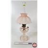 Image 1 : Aladdin Oil Lamp : Model B Burner : Washington Drape : Pink Hue Font w/Hand Blown Glass Modern Shade