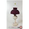 Image 1 : Aladdin Oil Lamp : Tall Lincoln Drape : Alacite Font w/Hand Blown Glass Modern Shade (Measures w/Chi