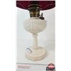 Image 2 : Aladdin Oil Lamp : Tall Lincoln Drape : Alacite Font w/Hand Blown Glass Modern Shade (Measures w/Chi