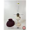Image 4 : Aladdin Oil Lamp : Tall Lincoln Drape : Alacite Font w/Hand Blown Glass Modern Shade (Measures w/Chi