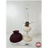 Image 5 : Aladdin Oil Lamp : Tall Lincoln Drape : Alacite Font w/Hand Blown Glass Modern Shade (Measures w/Chi