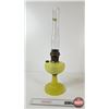 Image 8 : Aladdin Oil Lamp : Model B Burner : Vertique : Vaseline Glass Font w/Old New Stock Aladdin Chimney &