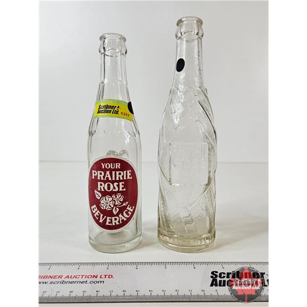 Prairie Rose Beverage Bottles (2) : ACL (Embossed) (Tallest Measures ; 9-1/4"H)
