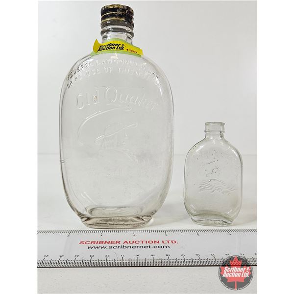 Old Quaker Bottles (2) : Embossed (Tallest Measures : 9"H)