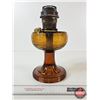 Image 2 : Aladdin Oil Lamp : Model B Burner : Beehive : Amber Glass Font (No Chimney) (Total Height : 12")