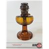 Image 4 : Aladdin Oil Lamp : Model B Burner : Beehive : Amber Glass Font (No Chimney) (Total Height : 12")