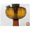 Image 8 : Aladdin Oil Lamp : Model B Burner : Beehive : Amber Glass Font (No Chimney) (Total Height : 12")