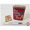 Image 1 : Blue Ribbon Tea Tin : Red Label (Measures : 9"H x 7"W x 4-3/4"D)