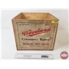 Image 1 : Wooden Butter Crate : Canadian Butter Painted Label w/Woodland Creamery Butter Applied Label (Measur