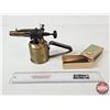 Image 1 : Optimus No. 321 Brass Blow Torch w/Square Nails & Eddy Matchbox (Blower Measures : 6"H)