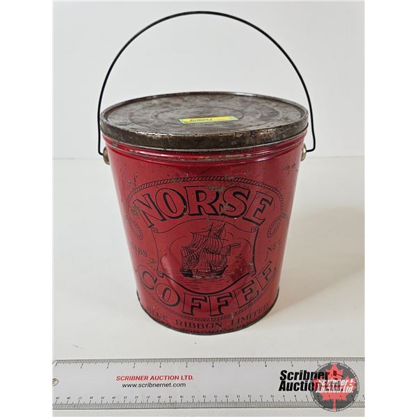 Blue Ribbon Norse Coffee Tin (Measures : 9"H x 8"Dia)