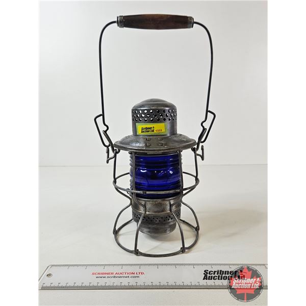 CPR Railway Lamp : Hiram L Piper Co. Ltd. : Cobalt Blue Lense  (Measures : 10"H)