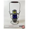 Image 1 : CPR Railway Lamp : Hiram L Piper Co. Ltd. : Cobalt Blue Lense  (Measures : 10"H)