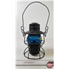 Image 1 : Railway Lamp : Hiram L Piper Co. Ltd. : Blue Lense  (Measures : 9-1/2"H)