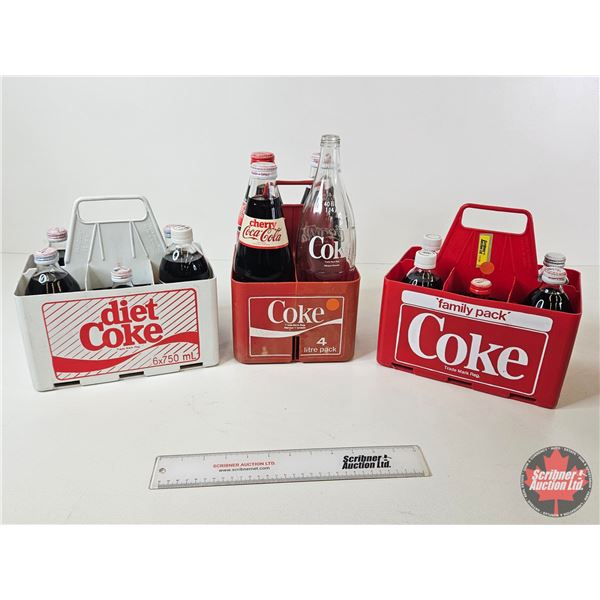 Coke Carriers w/(16) Bottles  (NOTE : One Empty) (Tallest Measures : 13-1/2"H)