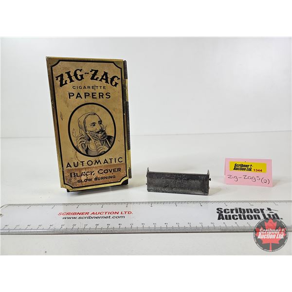 Zig-Zag Combo : - Cigarette Papers Metal Dispenser - Cigarette Roller (Dispenser Measures : 6"H x 3-