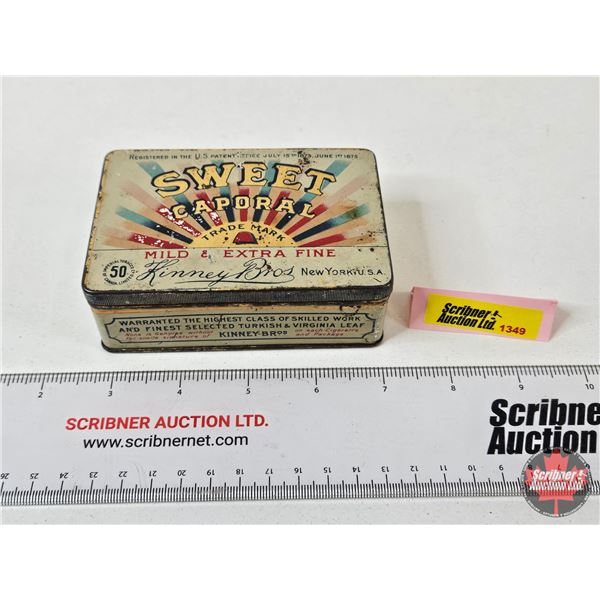 Sweet Caporal Cigarette Tin (Measures : 1-1/2"H x 4-1/4"W x 3"D)