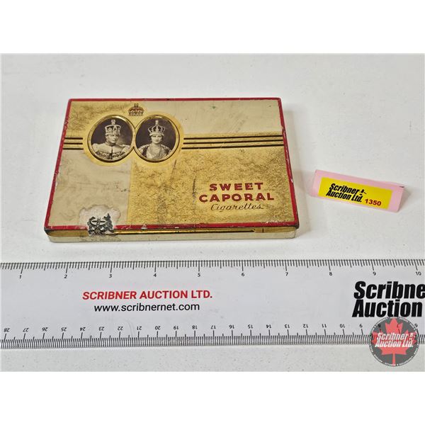 Sweet Caporal Cigarette Tin : King George VI Coronation (1937) (Measures : 1/2"H x 6"W x 4-1/4"D)