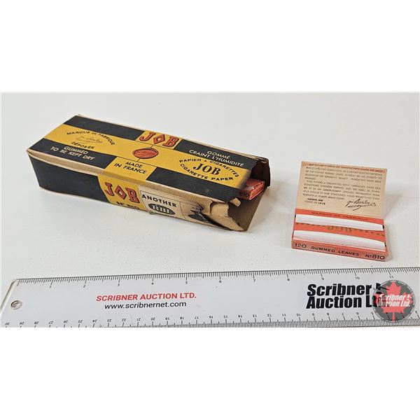 Job Cigarette Papers Box w/7 Packs  (NOTE : Fire Damage) (Measures : 1-3/4"H x 8-1/4"W x 3"D)
