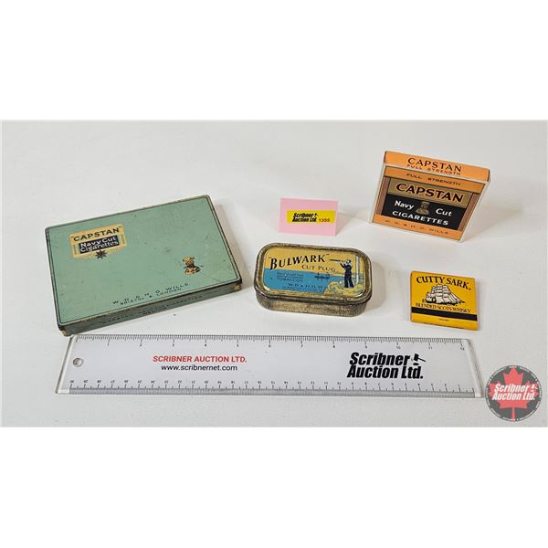 Nautical Tobacco Collector Combo (4) : - Capstan Cigarette Tin & Box - Bulwark Cut Plug Tin - Cutty 