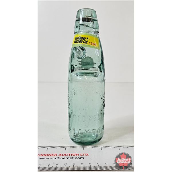 Blob Top Marble Stopper Embossed Bottle : "Skidmore & Son's" "Portobello & Blaydon" (Aqua) (Measures