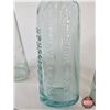 Image 4 : Aqua Embossed Bottles (3) : - Florida Water Murray & Lanman Druggists - Scott's Emulsion - Eno's Fru