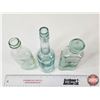 Image 8 : Aqua Embossed Bottles (3) : - Florida Water Murray & Lanman Druggists - Scott's Emulsion - Eno's Fru