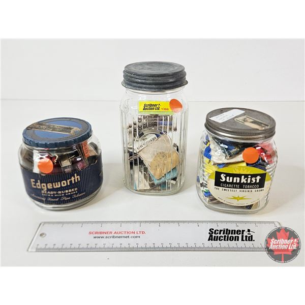 Matchbook Collection w/Glass Jars (3) (Tallest Jar Measures : 7-1/2"H)