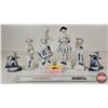 Image 1 : Vintage Porcelain Figurines (6) : Blue & White w/Gold Accents - Ladies (3) - A Gentleman Holding a D