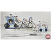 Image 1 : Vintage Victorian Porcelain Figurines (2) : Blue & White w/Gold Accents : Stage Coaches (Largest Mea