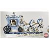 Image 3 : Vintage Victorian Porcelain Figurines (2) : Blue & White w/Gold Accents : Stage Coaches (Largest Mea