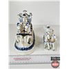 Image 7 : Vintage Victorian Porcelain Figurines (2) : Blue & White w/Gold Accents : Stage Coaches (Largest Mea