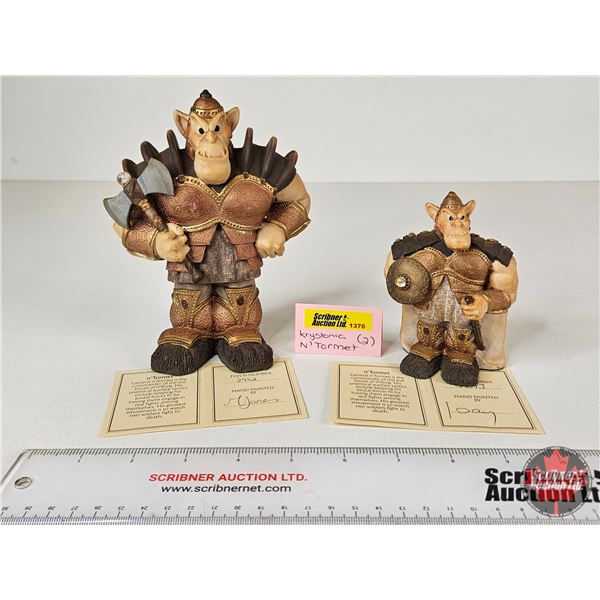 THE WORLD OF KRYSTONIA Figurines w/Swarovski Crystal (2): Panton International Burslem Stoke-On-Tren
