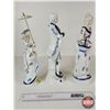 Image 2 : Vintage Victorian Porcelain Figurines (3) : Blue & White w/Gold Accents : Ladies & Gentleman (Talles