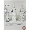 Image 3 : Vintage Victorian Porcelain Figurines (3) : Blue & White w/Gold Accents : Ladies & Gentleman (Talles