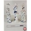 Image 4 : Vintage Victorian Porcelain Figurines (3) : Blue & White w/Gold Accents : Ladies & Gentleman (Talles