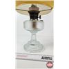 Image 2 : Aladdin Oil Lamp : Model B Burner : Colonial : Clear Glass Font w/Ruffle Top Shade (c. 1933) (Measur