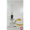 Image 6 : Aladdin Oil Lamp : Model B Burner : Colonial : Clear Glass Font w/Ruffle Top Shade (c. 1933) (Measur