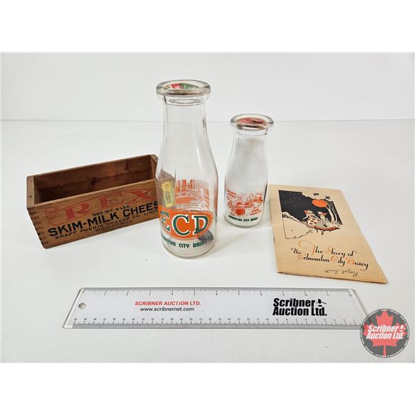 Edmonton City Dairy Co. ACL Milk Bottles (2) & The Story Of the Edmonton City Dairy Pamphlet  c/w RE