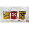 Image 1 : Lard Tins (3) : - Burns (Red) - Maple Leaf Tenderflake - Burns OK (Yellow) (Tallest Measures : 7-1/4