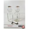 Image 7 : Cream Top Milk Bottles (2) w/Cream Spoon (1 Embossed ECD) (Both Measures : 10-1/4"H)