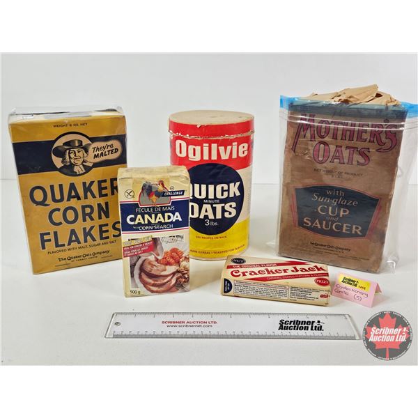 Vintage Confection Collection (5) : - Quaker Corn Flakes (1944) - Quaker Mother's Oats  - Ogilvie Qu
